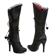 4 Inch Satin Knee High Boots Victorian Lace With Hearts Womens Sexy Boots