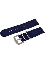 Neewer Navy Blue 20mm Thread Woven Stainless Steel Keeper Metal Buckle Nylon Watch Band Strap