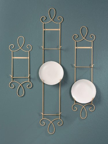 Augusta Wide 3 Tier Gold Vertical Rack Plate Wall Holder