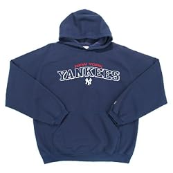 New York Yankees MLB "Goalie" Hooded Sweatshirt (Navy Blue) (Full Chest Logo)