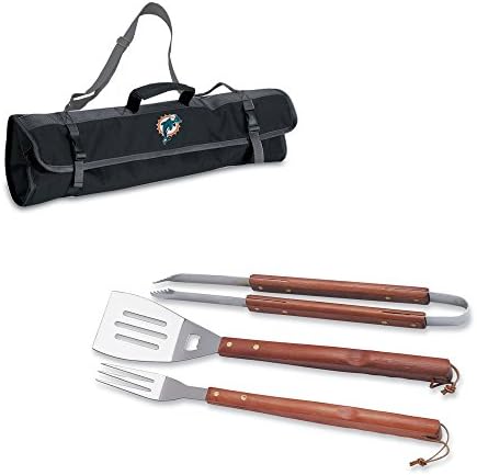 Picnic TIME NFL 3-Piece BBQ Tote & Grill Accessories Set, Outdoor Gril Set with Case, BBQ Spatula, BBQ Fork, and BBQ Tongs, (Black with Gray Accents)
