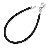 Silver Plated Woven Leather Bracelet 8.25 Inches