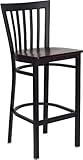 HERCULES Black School House Back Metal Bar Stool with Mahogany Wood Seat -  ....
