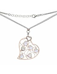 Ze Sterling Silver Rose Gold Mother of Pearl Heart Pendant