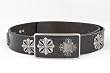 Tobacco Road Shield Crosses Black Leather Belt Matching Buckle