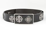 Tobacco Road Shield Crosses Black Leather Belt Matching Buckle