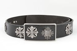 Tobacco Road Shield Crosses Black Leather Belt Matching Buckle