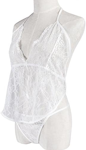 ZMIKI Women's Sexy Lingerie White Lace Nightwear Perspective Sleepwear Underwear
