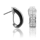 14k White Gold Diamond Hoop Huggies Earrings (G-H, SI-I, 1.45 carat)