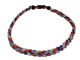 Titanium Tornado Necklace Baseball / Softball RED, BLUE & GRAY 20 Inches