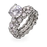 Round Brilliant Cut CZ Silver Engagement Set