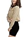 Allegra K Lady Stand Collar Button Closure Chiffon Shirt Beige XL