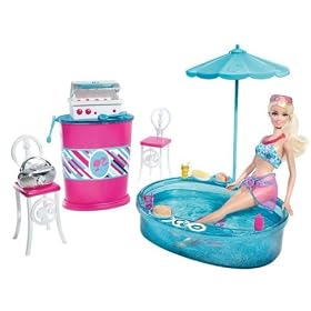 Barbie -Barbie houses and accessories -T9082 Barbie - Deluxe doll and furniture - Barbecue and pool