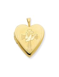 1/20 Gold Filled 20mm Cross with Dove Heart Locket - Chain Included