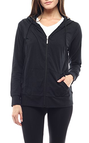 Women Lightweight Cotton Zip-Up or Pullover Hoodie with EttelLut Hair Band