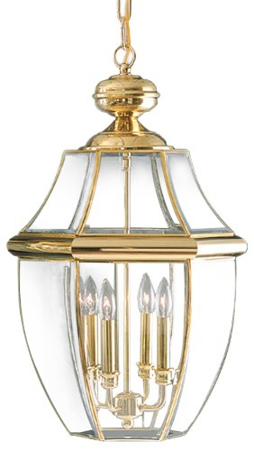  Quoizel NY1180B Newbury 4-Light Outdoor Hanging Lantern, Polished Brass 