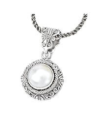 925 Silver & Mabe Pearl Intricate Scroll Pendant