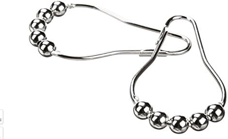KibbiX 12 Pieces Stainless Steel Polished Satin Nickel Shower Curtain Rings Hooks with locking clasps for holding securely and never rusting.