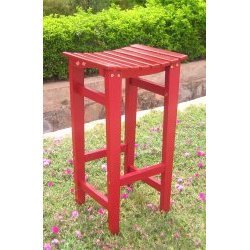 30 Backless Wooden Bar Stool in Red (Red) (30H x 16W x 14D) by Stacks and Stacks