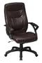 Office Star Deluxe High-Back Executive Faux Leather Chair with Padded Arms, Black