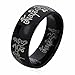 8MM Titanium Comfort Fit Wedding Band Ring Tibetan Mantra Om Mani Padme Hum Black Ring (5 to 13)