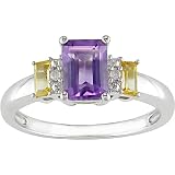 10k White Gold Amethyst and Citrine Ring