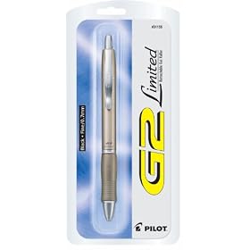 Pilot G2 Limited Fine Point Black Gel Ink Pen, Retractable Gel Roller, Champagne Gold Metallic Barrel, 31155