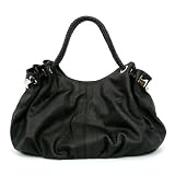 Oversized Satchel/Handbag with Braided handles - Black