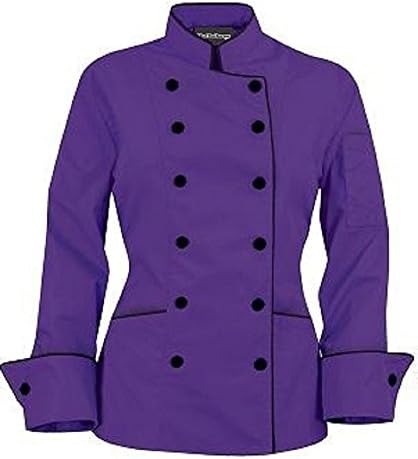 Long Sleeves Women's Ladies Chef's Coat Jacket (S (For Bust 35-36), Purple)