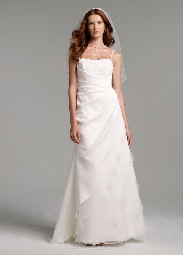 David's Bridal Side Drape Gown with Beaded Bodice Style SAS1212