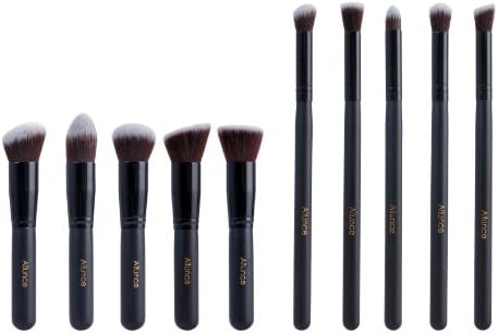 Ailunce High-Quality Made and Very Chic Professional Synthetic Kabuki Makeup Brush Set (Black 10pcs)
