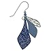Adajio Beaded 3 Layer Lightweight Hand Painted Lake Blue Necktie Shaped Etched Dangle Earrings