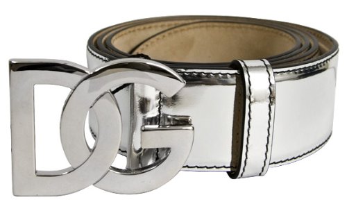 Dolce & Gabbana 90cm Silver Patent Leather D&G Logo Clasp Belt BC1976-A5468-80998-90