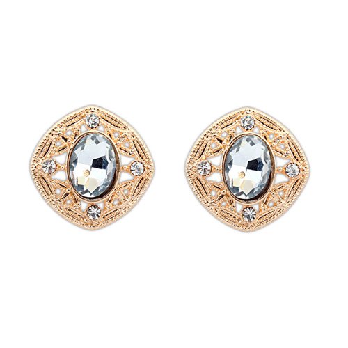 Luxury Grace Crystal Flower 18k Gold Plated Earrings Stud Women Jewelry 1054 (1054)