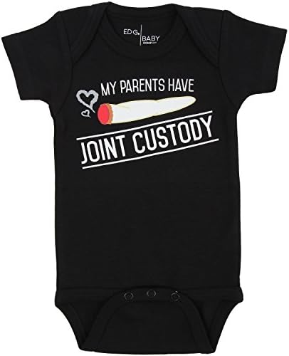 "MY PARENTS HAVE JOINT CUSTODY" Bodysuit in Black by ED G Baby (0-6 M)