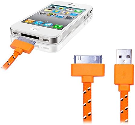 WITPRO Durable Braided Fabric Colorful 10ft 3m 3meters Extra Long USB 2.0 Charger Cable Cords for Iphone 4 4s Ipod Touch 4 Nano 6 (ORANGE)