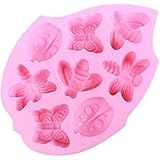 Leegoal 8 Cavity Insect Silicone Cake Mold Pan (Lady Bugs,Butterflies,Bees and Dragonflies)(Random Color)