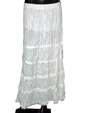 Cotton Skirt Long New Boho White Summer Womens Tie Skirt Indian Clothing 38"