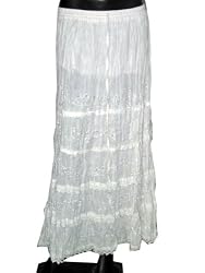 Cotton Skirt Long New Boho White Summer Womens Tie Skirt Indian Clothing 38"