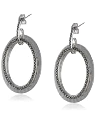 Judith Jack "Silver Halo" Sterling Silver and Marcasite Hammered Oval Shaky Drop Earrings