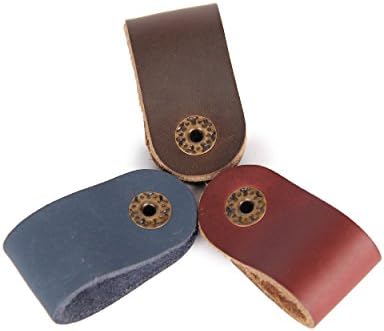 Sinohome Handmade Genuine Crazy Horse Leather Cord Organizer for Earbuds/USB Cords(brown&amp; wine red&amp; navy blue)