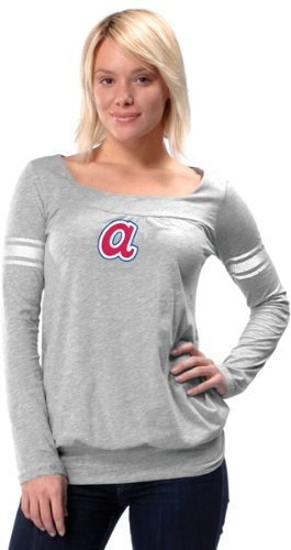 Atlanta Braves Cooperstown Women's Long Sleeve Armband Jersey Top - by Alyssa Milano