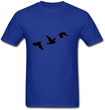 LSHOPIN Men's Flying Birds Tattoo Short Sleeve T-Shirt XX-Large Royal Blue