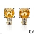 FPJ Exquisite Earrings With 13.65ctw Precious Stones - Genuine Citrines and Clean Diamonds Beautifully Crafted in 14K Two tone Gold. Total item weight 7.9g Length 20mm