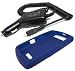 2 Pieces Value Combo of Dark Blue Silicone Skin Cover Case and Car Charger for Blackberry 9530 9500 Storm Thunder