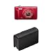 Olympus VR-340 16MP Digital Camera (Red) abd Textured Leather Case (Black)