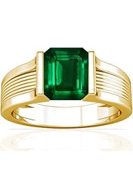 14K Yellow Gold Emerald Cut Emerald Womens Astrological Ring