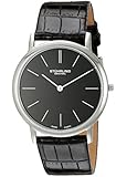 Stuhrling Men's 601.33151 Ascot Swiss Quartz Ultra Thin Black Alligator-Embossed Leather Strap Watch