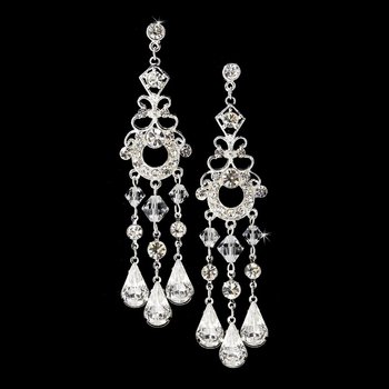 Silver CrystalsBridal Chandelier Earrings