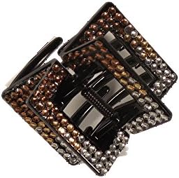 The "BEAUTIFUL ME" Hair Claw Clamp - Durable Plastic with Strong Spring, Easily Holds Thick and Thin Hair, Ideal for Everyday Use, With Reflective Faux Crystals (Gold/Clear)